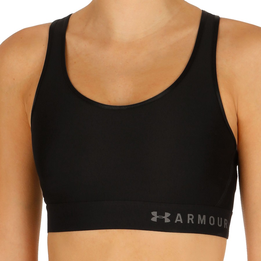 Tenniskleding Under Armour | Mid Keyhole Sport-Bh Dames Zwart, Zilver