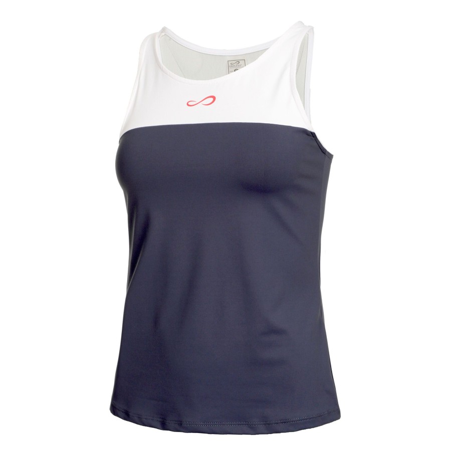 Tenniskleding Endless | Lace Tanktop Dames Donkerblauw, Wit