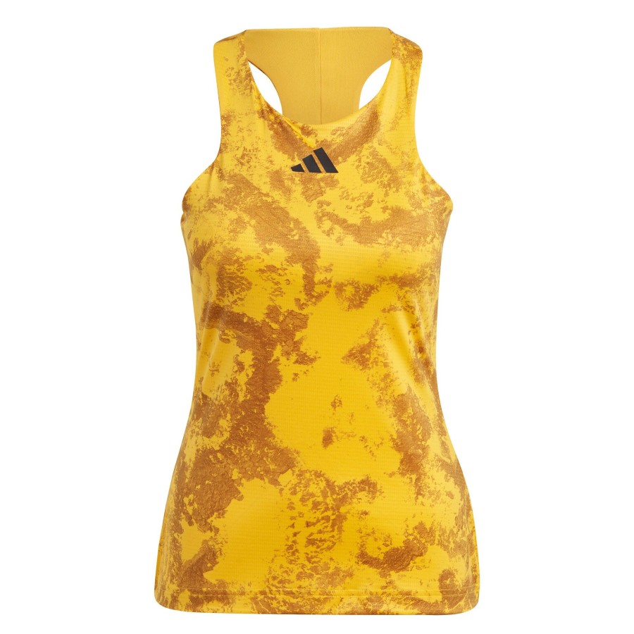 Tenniskleding adidas | Paris Y-Tank Tanktop Dames Goudgeel