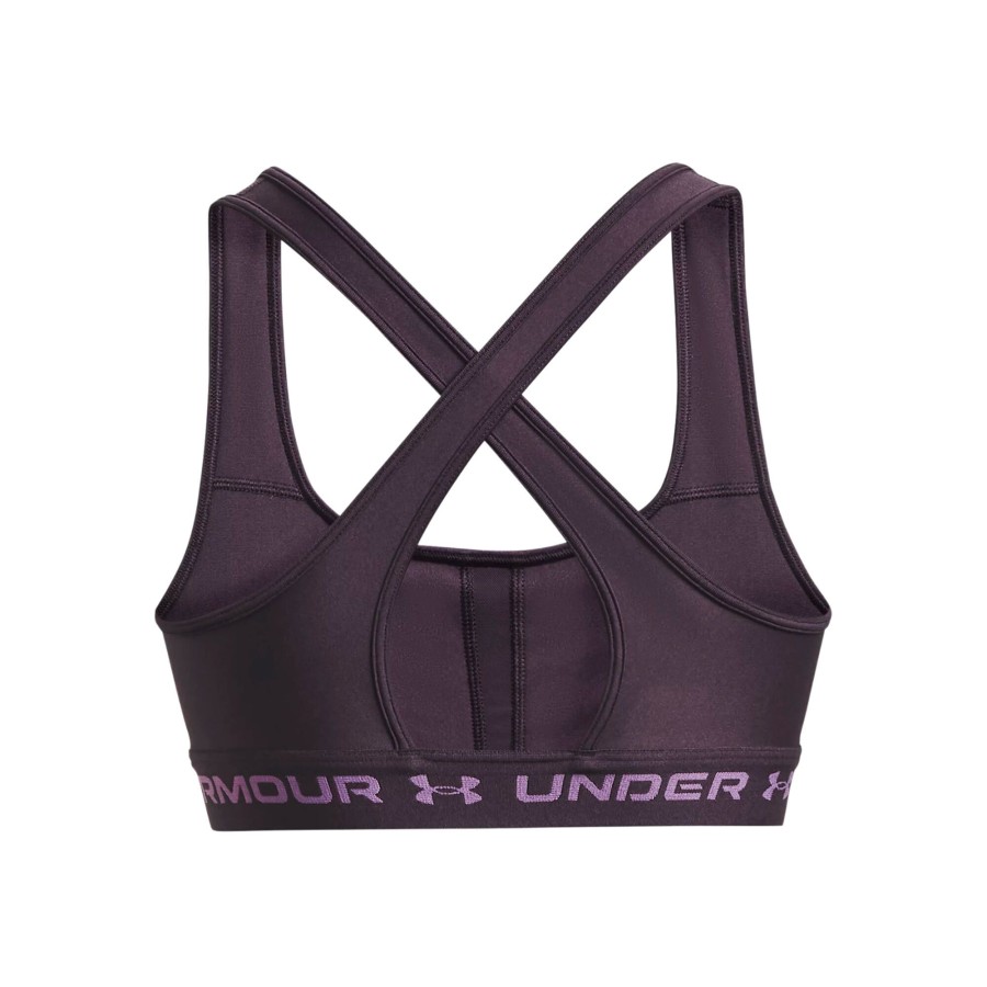 Tenniskleding Under Armour | Crossback Mid Sport-Bh Dames Paars