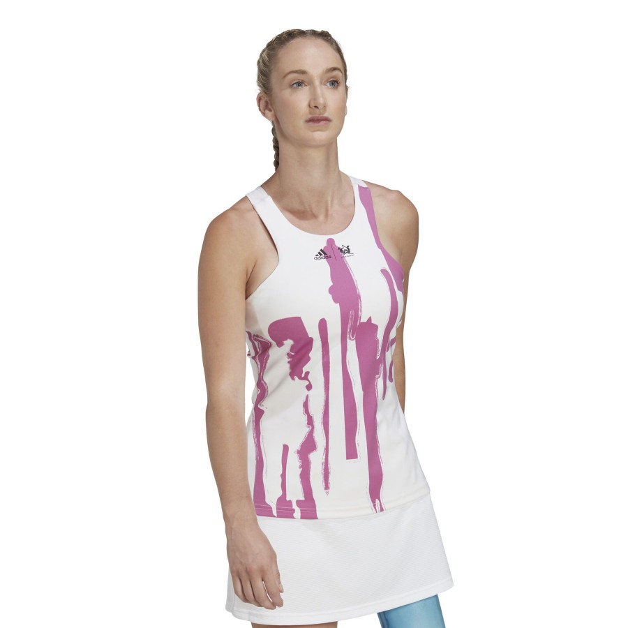 Tenniskleding adidas | New York Y Tanktop Dames Wit, Paars