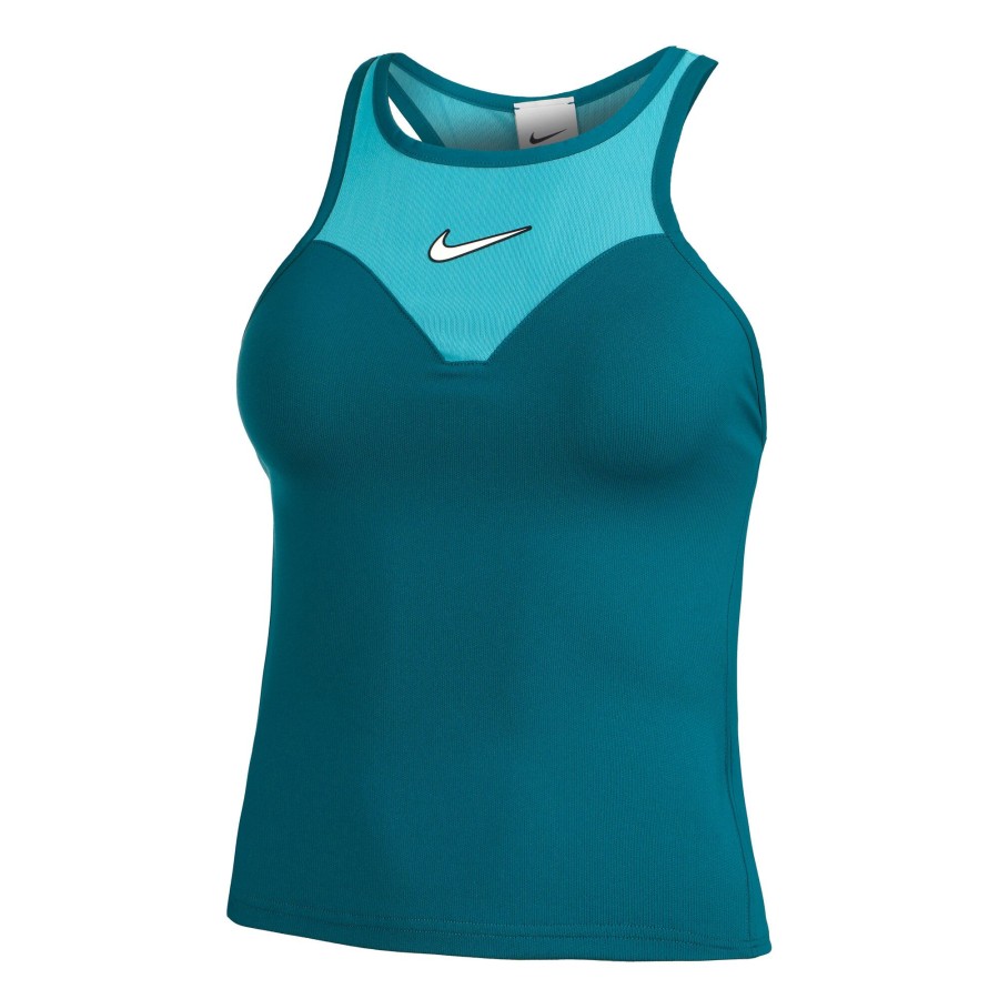 Tenniskleding Nike | Dri-Fit Court Slam Solid Tanktop Dames Petrolblauw, Turkoois