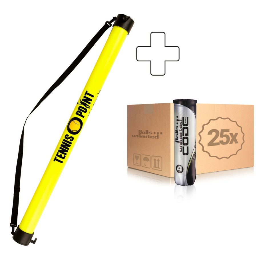 Tennisballen Balls Unlimited | Code Black 25X Verpakking 4 Stuks Plus Ballenverzamelbuis