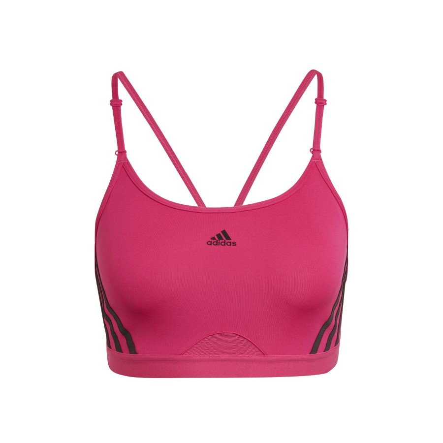Tenniskleding adidas | Aeroreact Low-Support 3 Stripes Sport-Bh Dames Pink