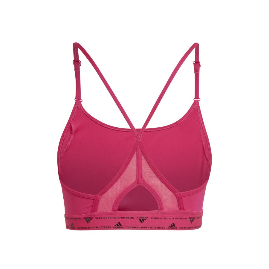 Tenniskleding adidas | Aeroreact Low-Support 3 Stripes Sport-Bh Dames Pink