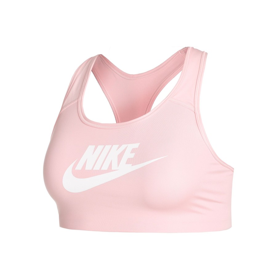 Tenniskleding Nike | Dri-Fit Swoosh Club Futura Gx Sport-Bh Dames Roze, Wit