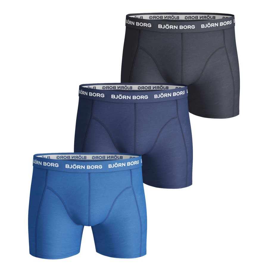 Tenniskleding Björn Borg | Noos Solids Boxershort Verpakking 3 Stuks Heren Blauw, Donkerblauw