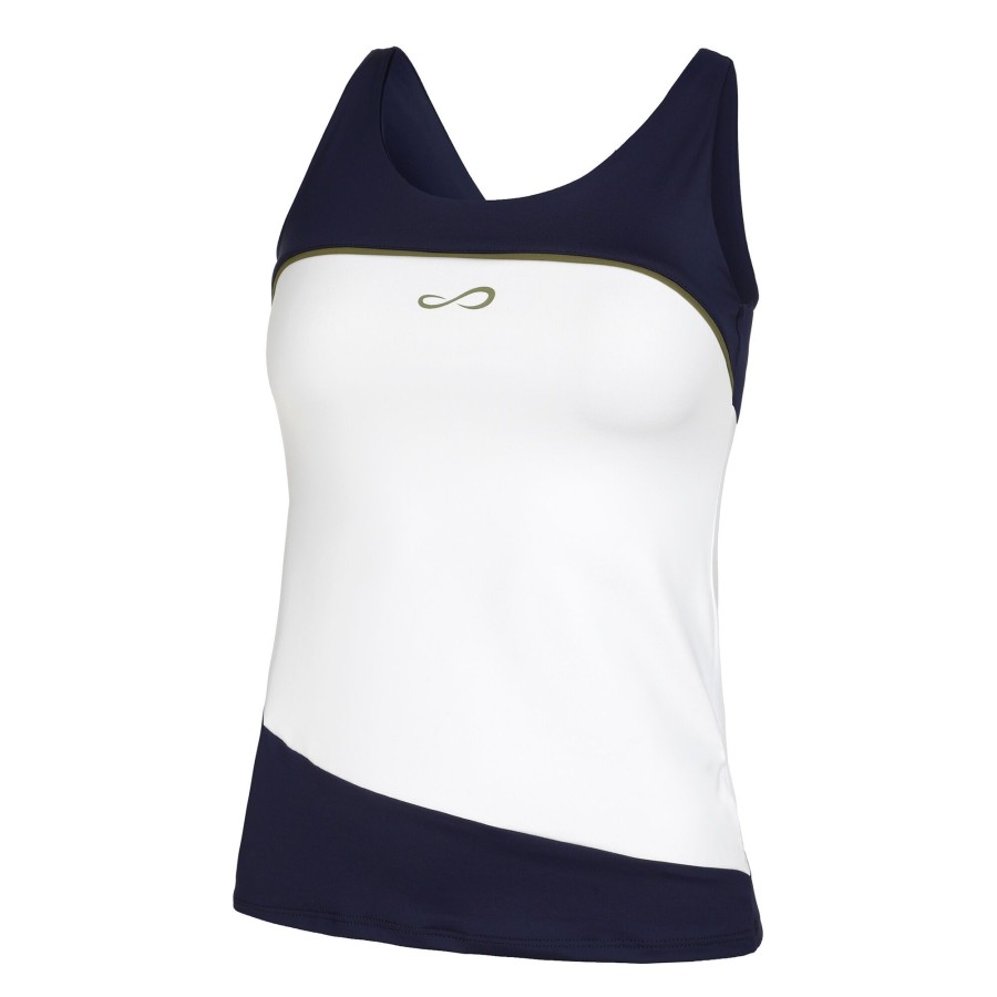 Tenniskleding Endless | Curve Tanktop Dames Wit, Donkerblauw