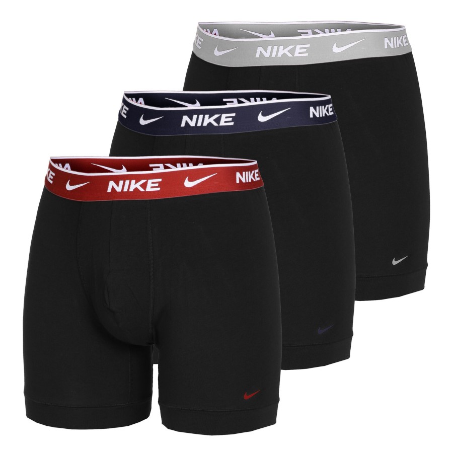 Tenniskleding Nike | Everyday Cotton Stretch Brief Boxershort Verpakking 3 Stuks Heren Zwart, Veelkleurig