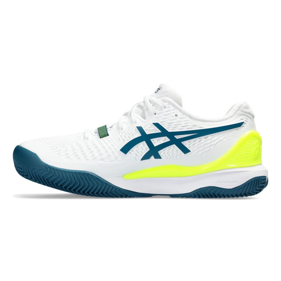 Tennisschoenen ASICS | Gel-Resolution 9 Gravelschoen Heren Wit, Petrolblauw