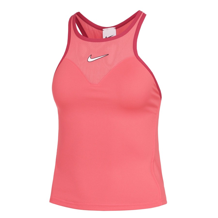 Tenniskleding Nike | Dri-Fit Court Slam Solid Tanktop Dames Koraal, Donkerrood