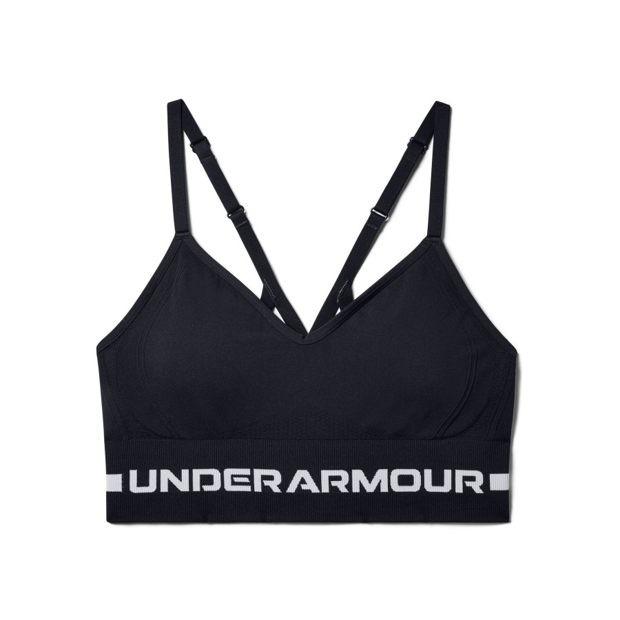 Tenniskleding Under Armour | Seamless Low Long Sport-Bh Dames Zwart, Lichtgrijs