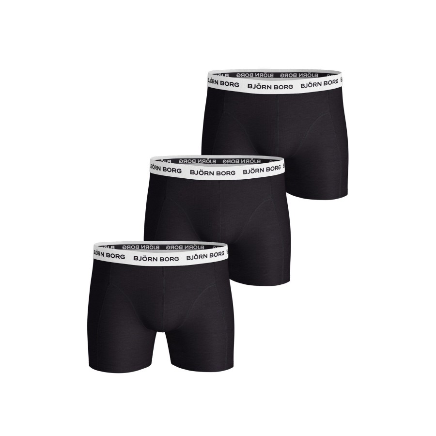Tenniskleding Björn Borg | Noos Contrast Solids Boxershort Verpakking 3 Stuks Heren Zwart, Wit