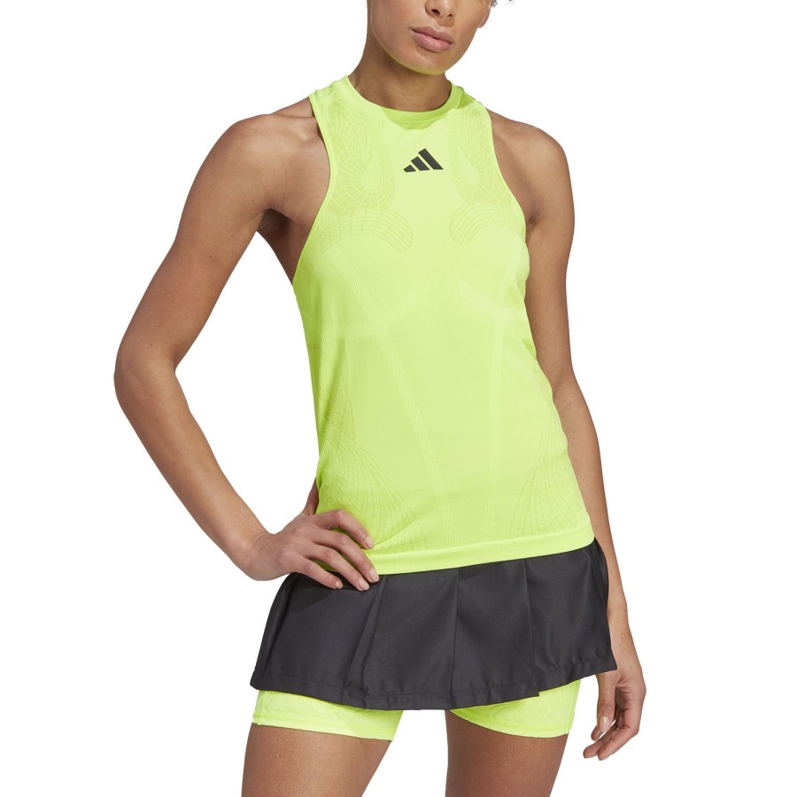 Tenniskleding adidas | Pro Y-Tank Tanktop Dames Limoen