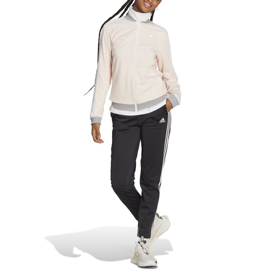Tenniskleding adidas | Essentials 3-Stripes Trainingspak Dames Zwart, Creme