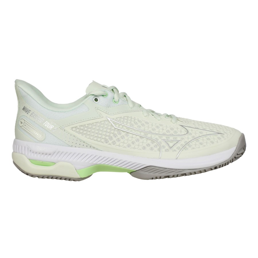Tennisschoenen Mizuno | Wave Exceed Tour 5 Clay Gravelschoen Dames Lichtgroen, Zilver
