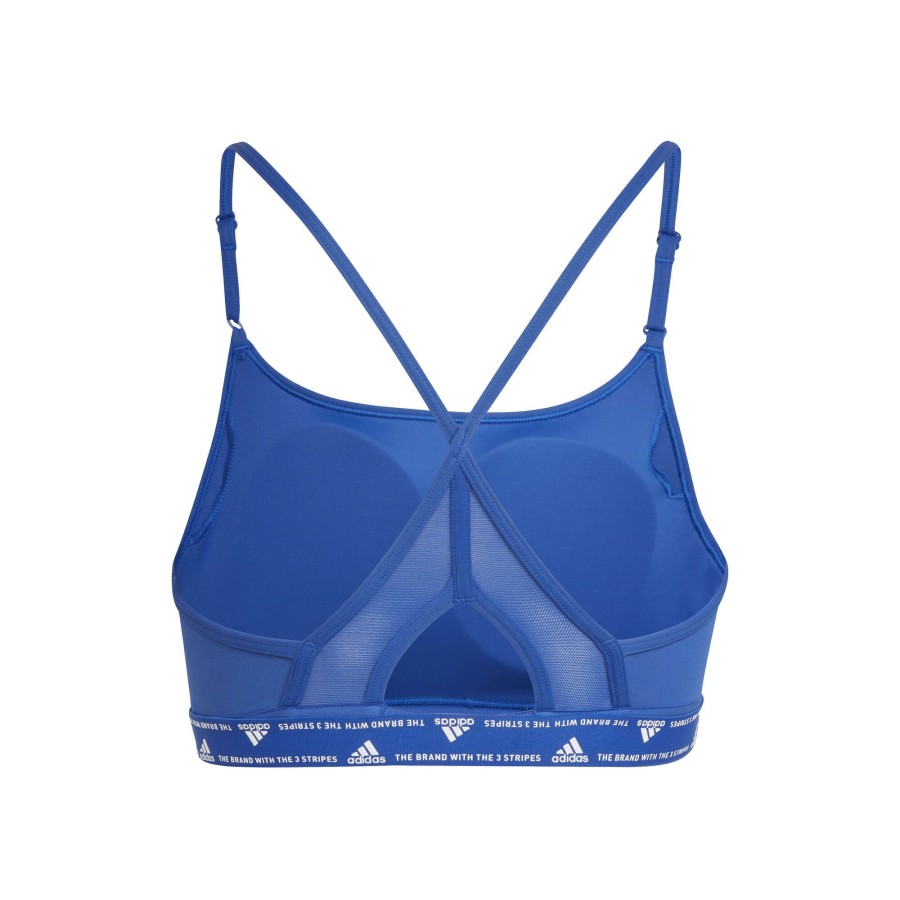 Tenniskleding adidas | Aeroreact Low-Support 3 Stripes Sport-Bh Dames Blauw