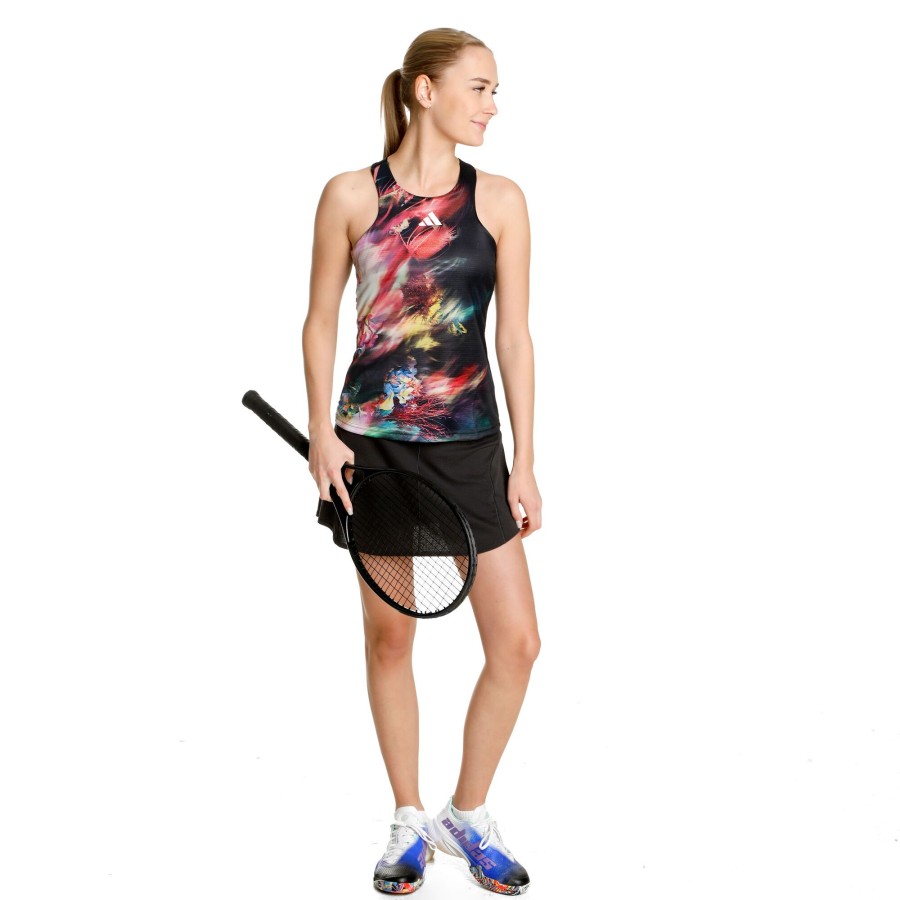 Tenniskleding adidas | Melbourne Y- Tanktop Dames Zwart, Veelkleurig