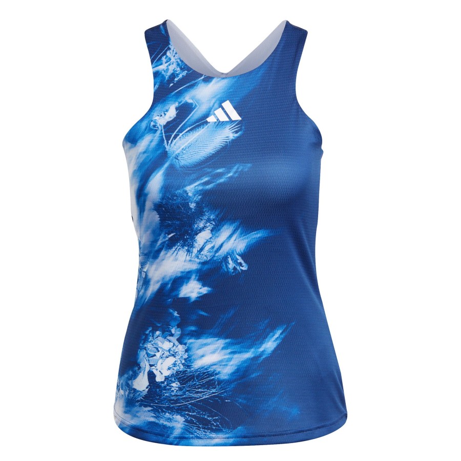 Tenniskleding adidas | Melbourne Y- Tanktop Dames Donkerblauw, Wit