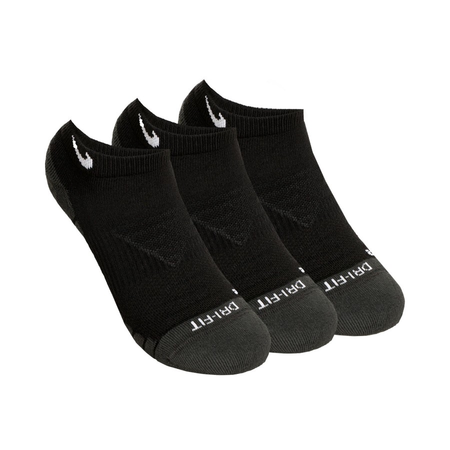 Tenniskleding Nike | Everyday Max Cushion No-Show Sportsokken Verpakking 3 Stuks Zwart, Grijs