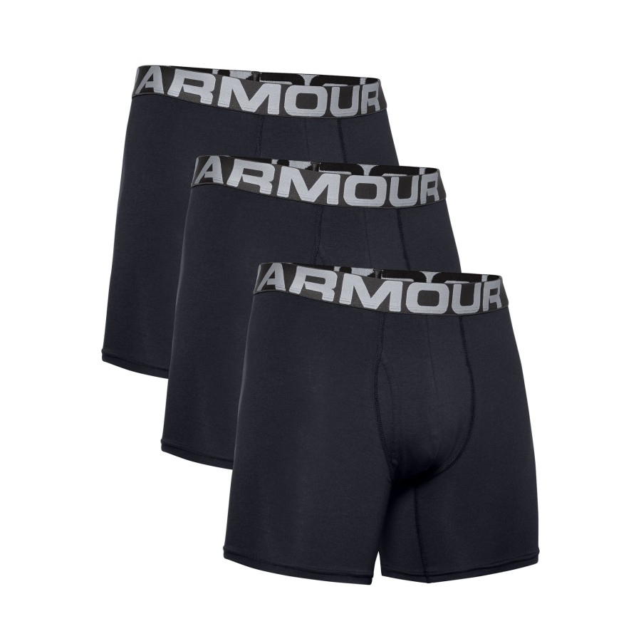 Tenniskleding Under Armour | Charged Cotton 6In Boxershort Verpakking 3 Stuks Heren Zwart, Zilver
