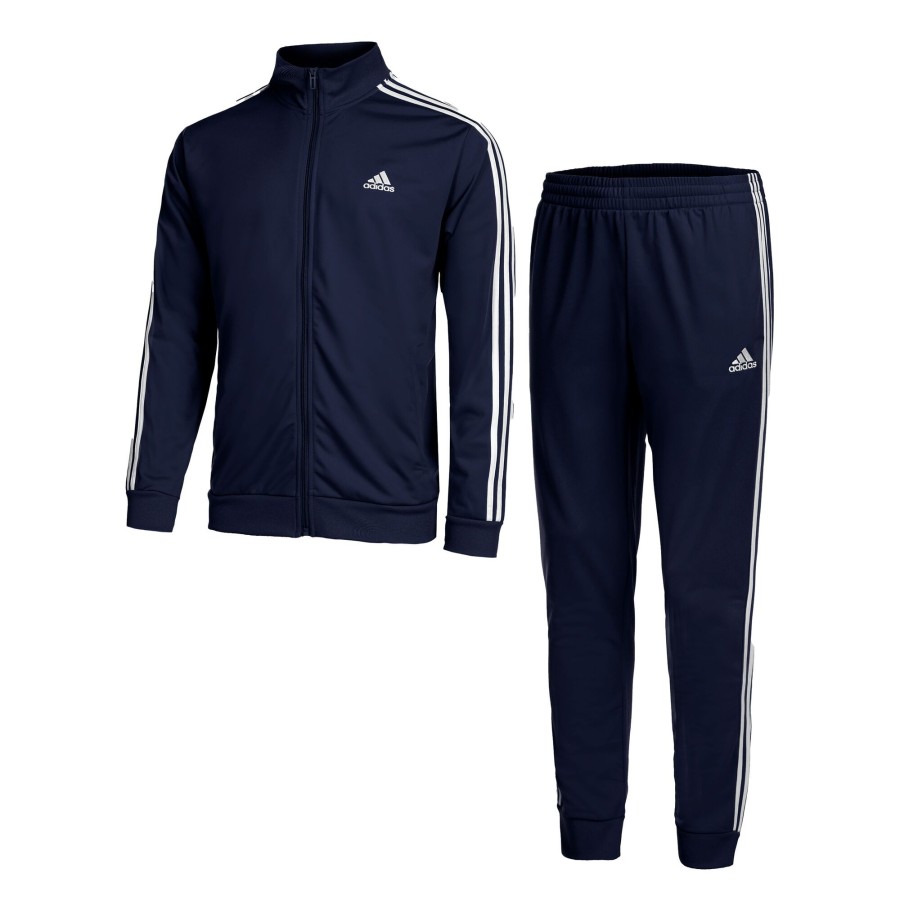 Tenniskleding adidas | Sportswear Basic 3-Stripes Tricot Trainingspak Heren Donkerblauw, Wit
