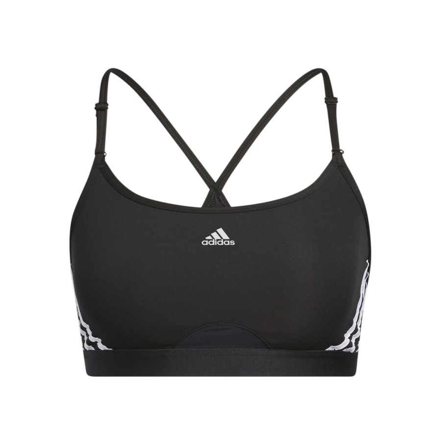 Tenniskleding adidas | Aeroreact Low-Support 3 Stripes Sport-Bh Dames Zwart