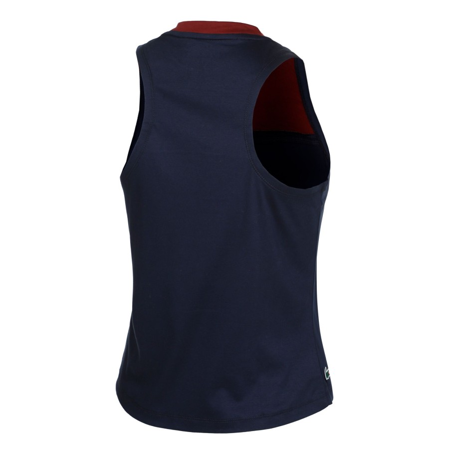 Tenniskleding Lacoste | Active Performance Tanktop Dames Donkerblauw, Donkerrood