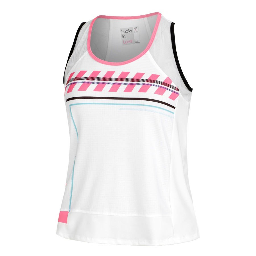 Tenniskleding Lucky in Love | Hit The Line Tanktop Dames Wit, Veelkleurig