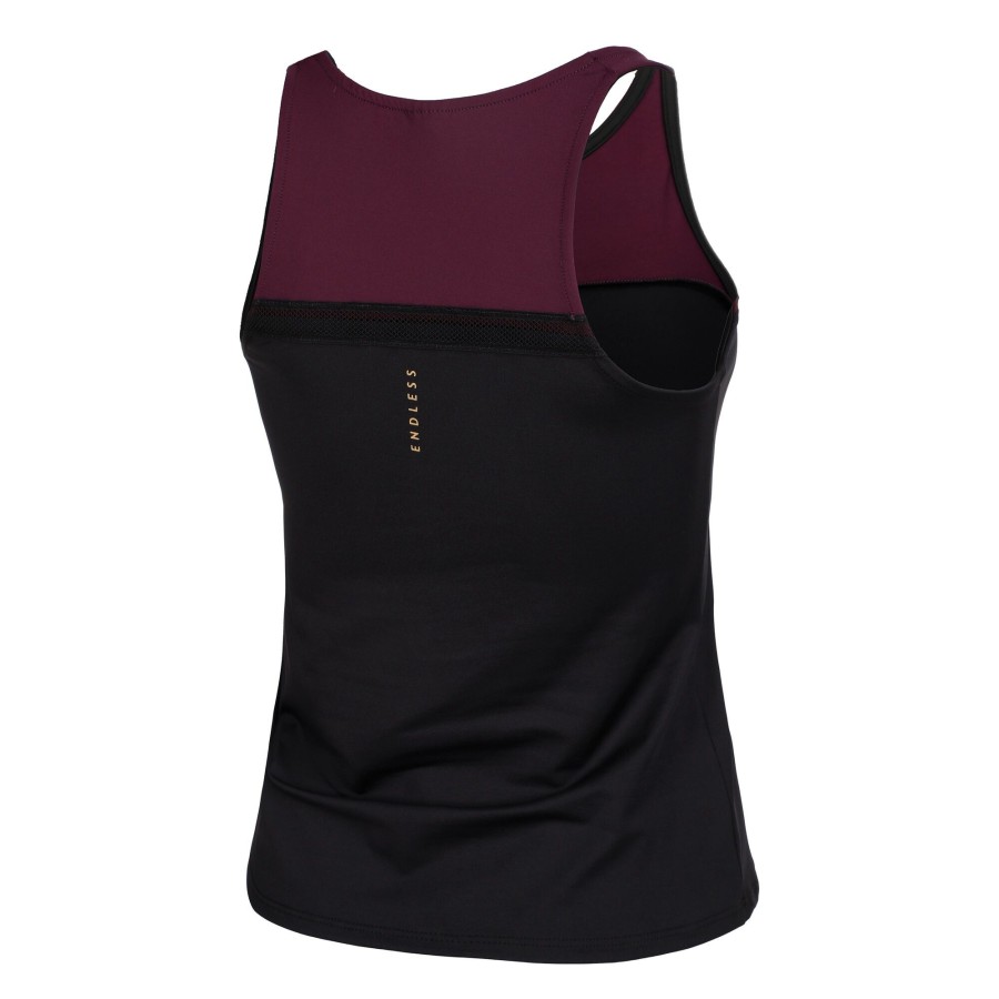 Tenniskleding Endless | Lux Ribbon Tanktop Dames Zwart, Paars