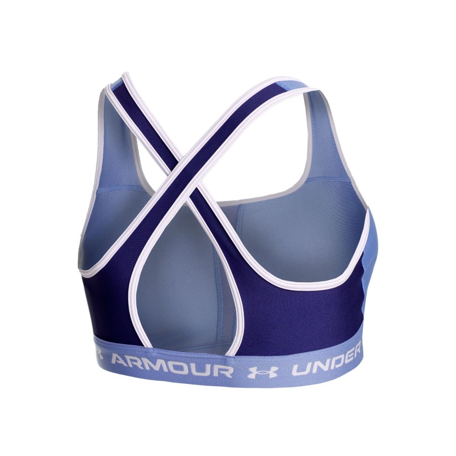 Tenniskleding Under Armour | Crossback Mid Sport-Bh Dames Blauw