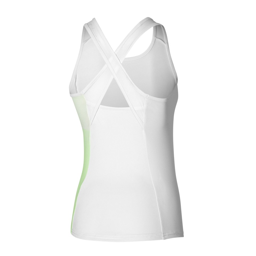 Tenniskleding Mizuno | Release Printed Tanktop Dames Wit, Lichtgroen