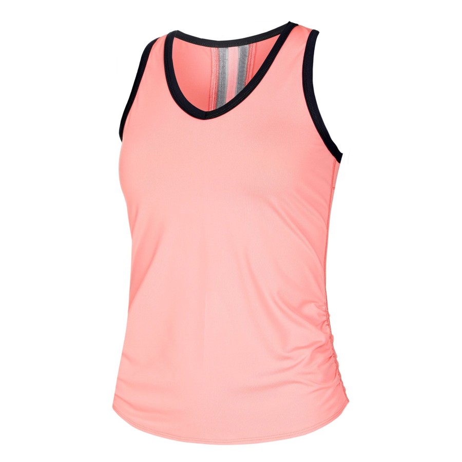 Tenniskleding Lucky in Love | Olympian V-Neck Tanktop Dames Abrikoos, Zwart
