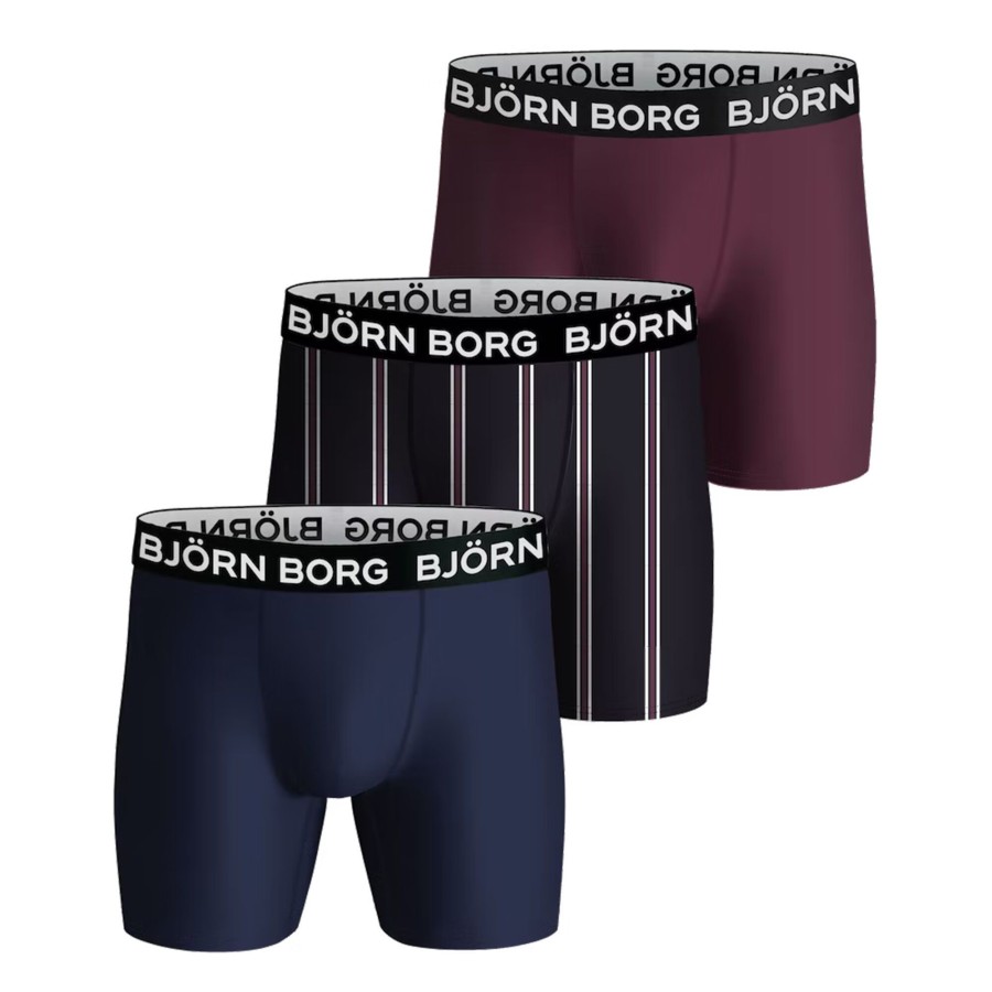 Tenniskleding Björn Borg | Performance Boxershort Verpakking 3 Stuks Heren Zwart, Blauw