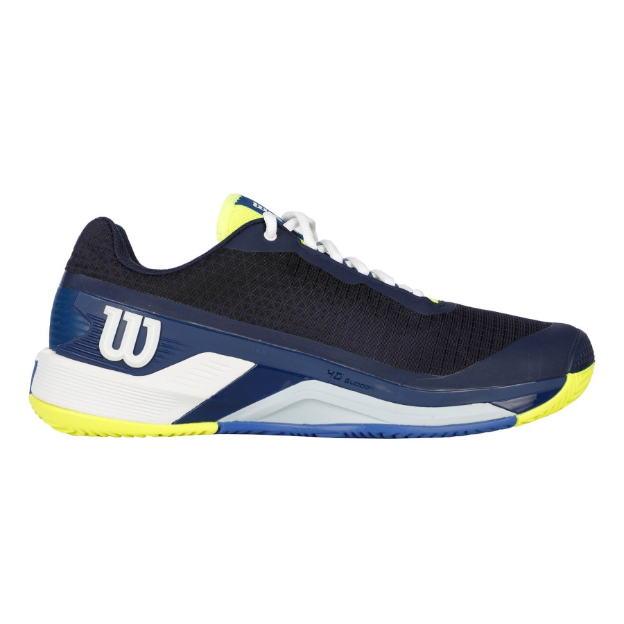 Tennisschoenen Wilson | Rush 4.0 Gravelschoen Heren Donkerblauw, Geel