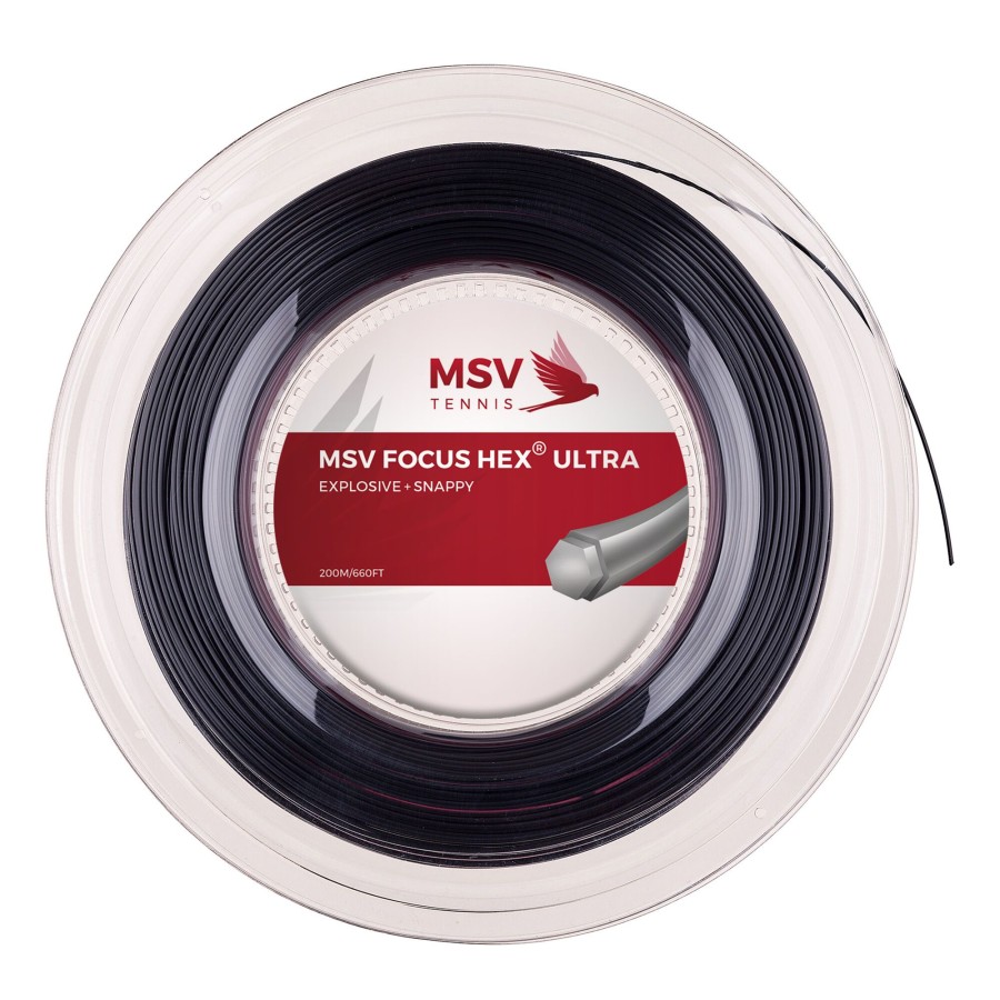 Tennissnaren MSV | Focus-Hex Ultra Rol Snaren 200M Zwart