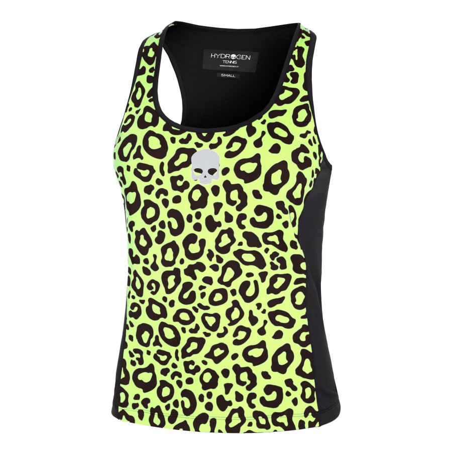 Tenniskleding Hydrogen | Tech Panther Tanktop Dames Neongeel, Zwart