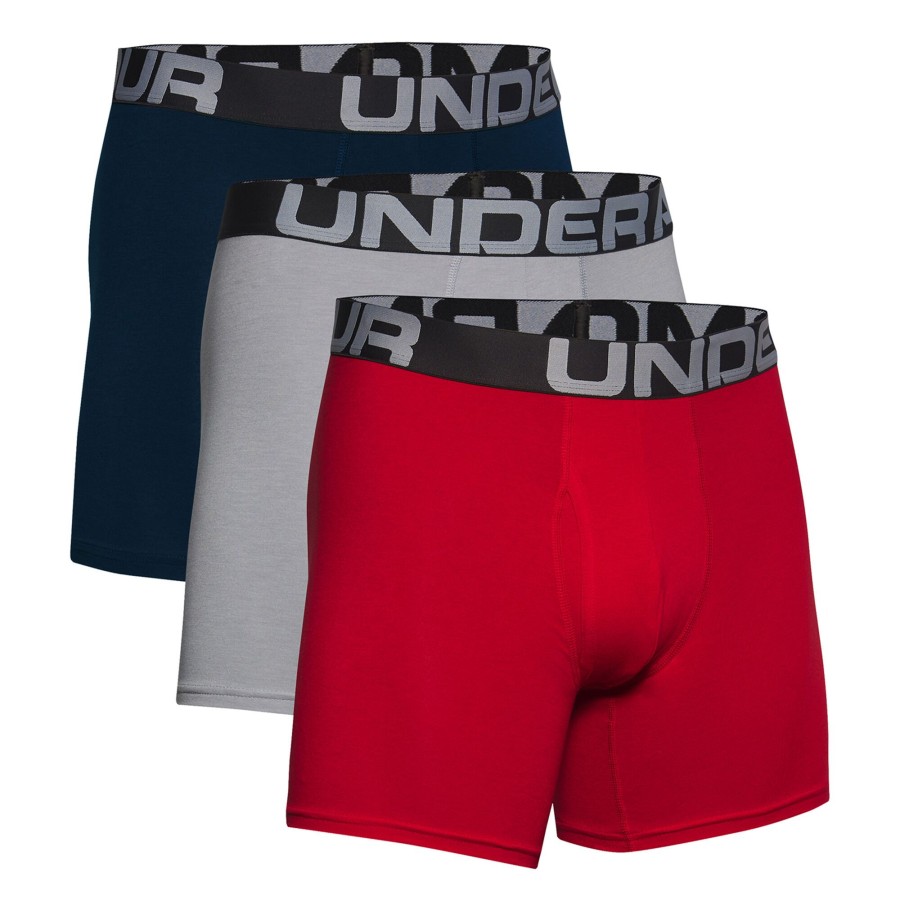 Tenniskleding Under Armour | Charged Cotton 6In Boxershort Verpakking 3 Stuks Heren Zwart, Veelkleurig