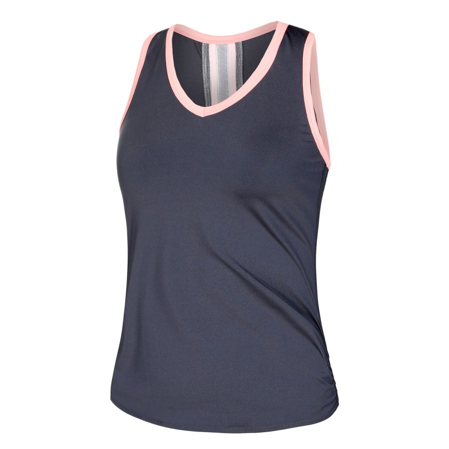 Tenniskleding Lucky in Love | Olympian V-Neck Tanktop Dames Donkergrijs, Abrikoos