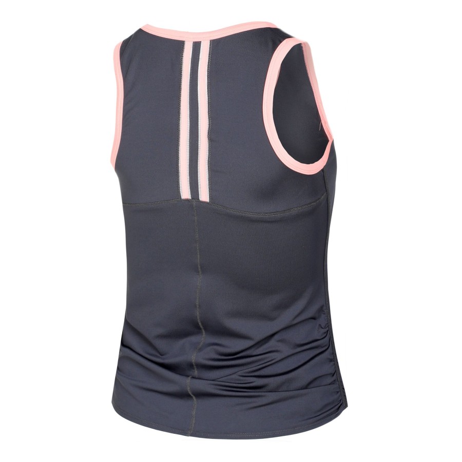 Tenniskleding Lucky in Love | Olympian V-Neck Tanktop Dames Donkergrijs, Abrikoos