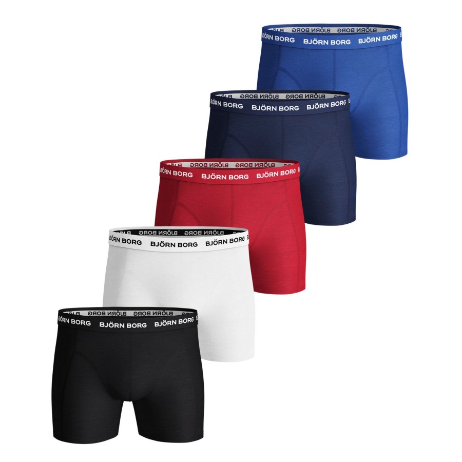 Tenniskleding Björn Borg | Solid Sammy Boxershort Verpakking 5 Stuks Heren Zwart, Wit