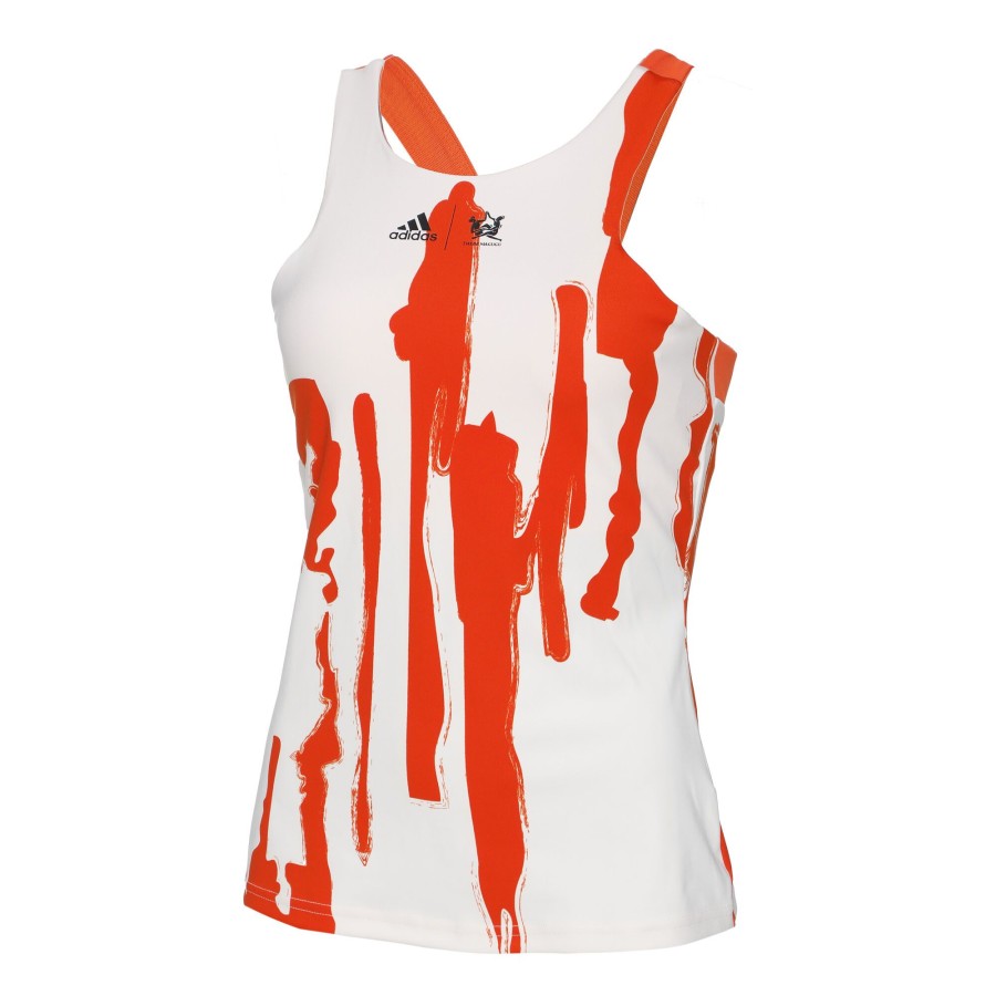 Tenniskleding adidas | New York Y Tanktop Dames Beige, Oranje