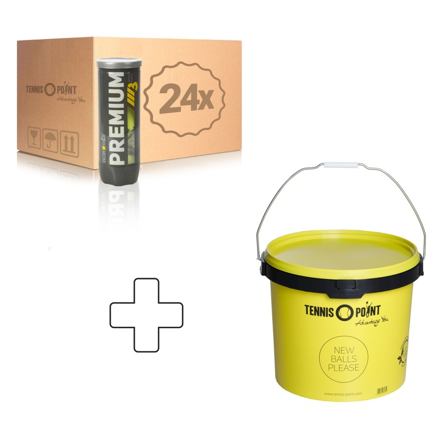 Tennisballen Tennis-Point | Premium Tennisball 24X Verpakking 3 Stuks In Een Doos, Plus Ballenemmer