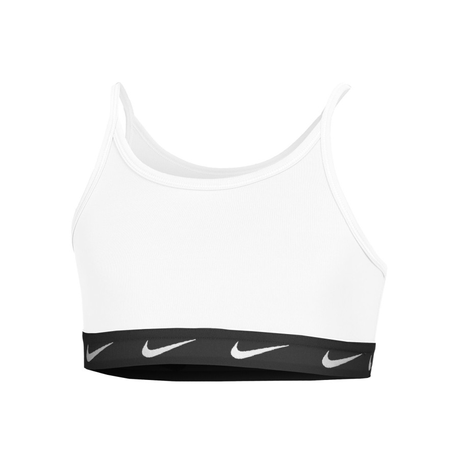 Tenniskleding Nike | Dri-Fit Big Kids Sport-Bh Meisjes Wit, Zwart