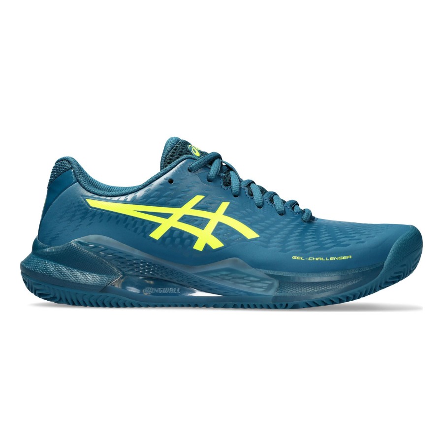 Tennisschoenen ASICS | Gel-Challenger 14 Gravelschoen Heren Petrolblauw, Neongeel
