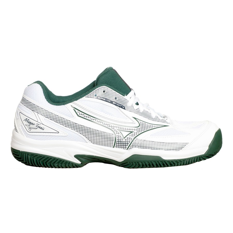 Tennisschoenen Mizuno | Break Shot 4 Gravelschoen Heren Wit, Donkergroen