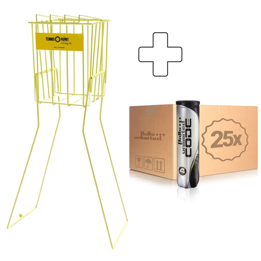 Tennisballen Balls Unlimited | Code Black 25X Verpakking 4 Stuks Plus Ballenmand
