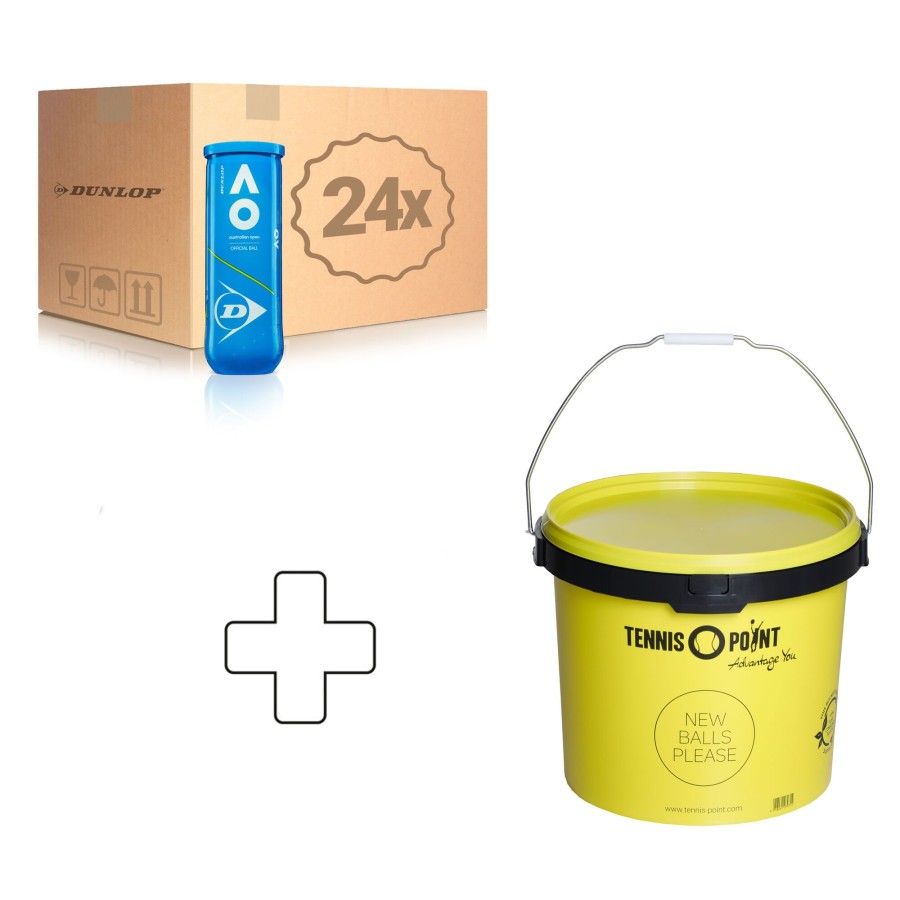 Tennisballen Dunlop | Australian Open 24X Verpakking 3 Stuks Plus Ballenemmer