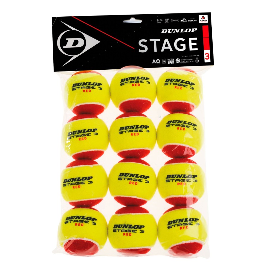 Tennisballen Dunlop | Mini Tennis Stage 3 Red Zak 12 Stuks